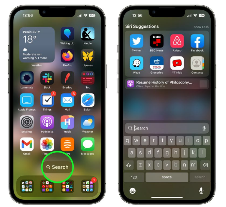屯昌苹果手机维修分享升级到 iOS 16 后，如何删除主屏幕上的搜索按钮 