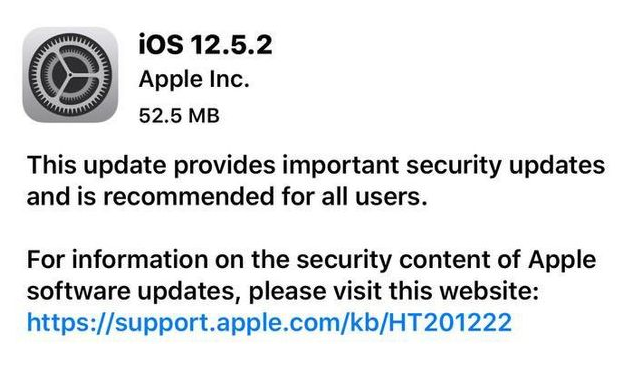 屯昌苹果手机维修分享iOS12.5.2发布，建议所有老苹果用户安装 